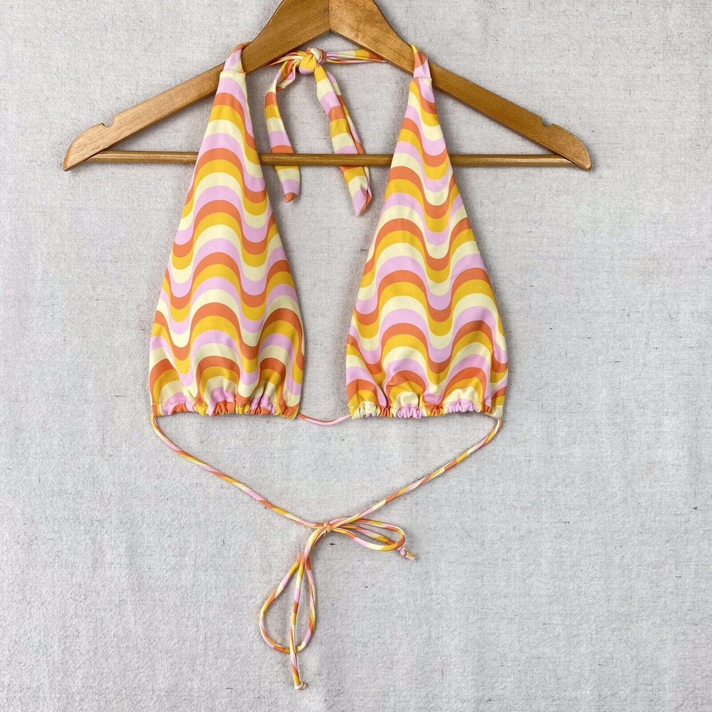Aurelle Bikini TOP Kelley Triangle Size XL Retro Groovy Pink Orange